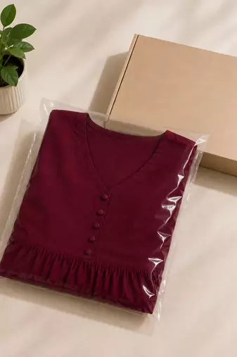 Women's maroon a-line gathered kurta with pant set
