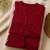 Women's  red v-neck 3 button gathered a-line kurta pant set