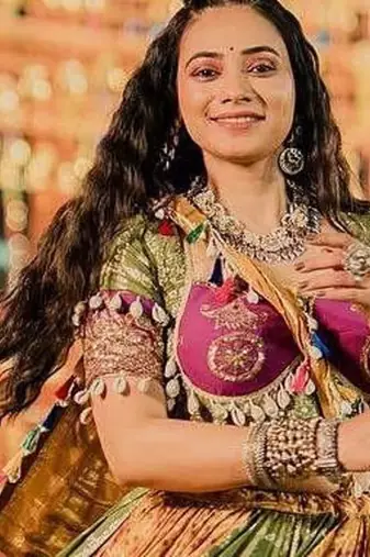 OLIVE COLOUR  Muslin Cotton Mirror Work Lehenga Choli