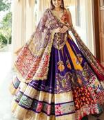 PURPLE COLOUR  Muslin Cotton Mirror Work Lehenga Choli