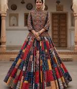 MULTICOLOR Muslin Cotton Mirror Work Lehenga Choli