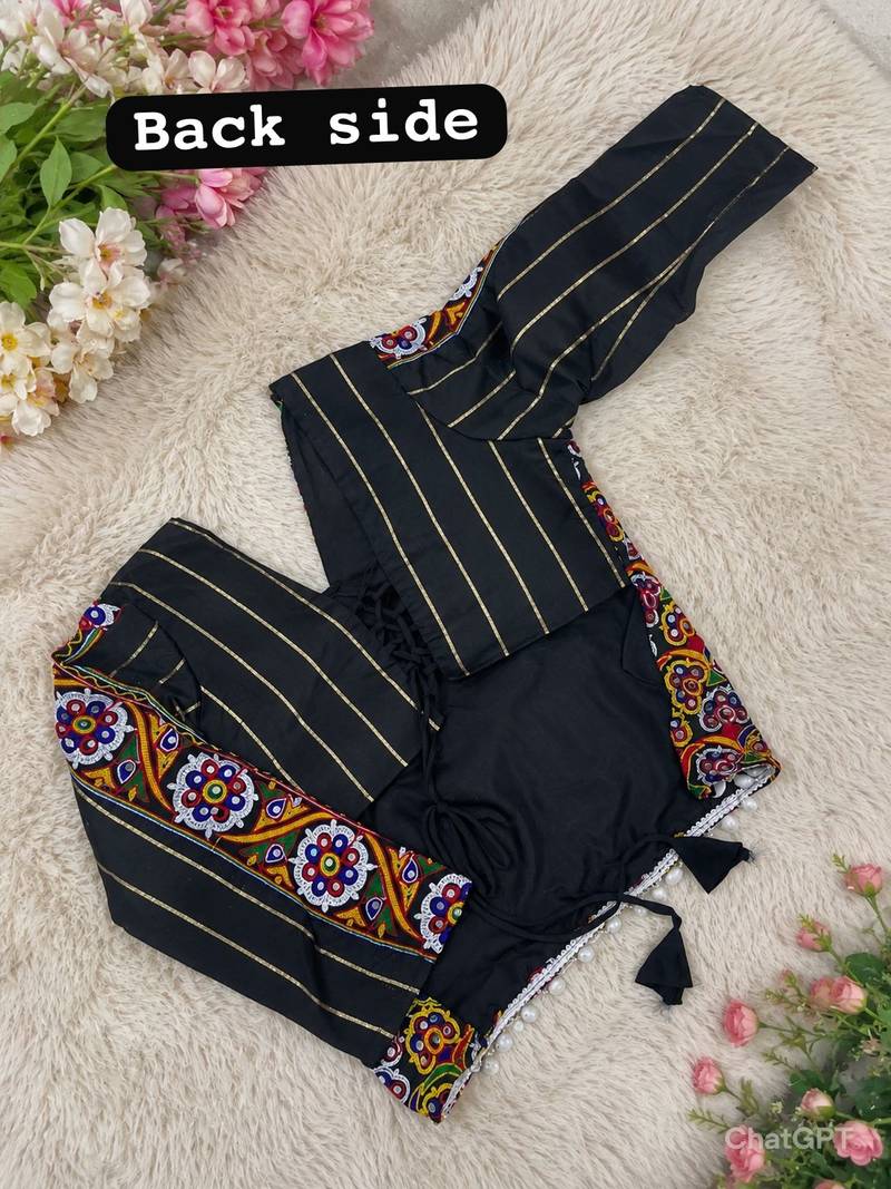 MULTICOLOR Muslin Cotton Mirror Work Lehenga Choli