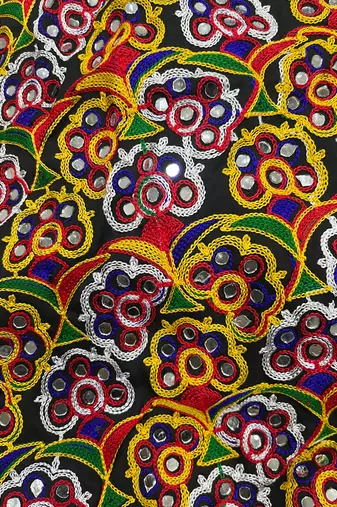 MULTICOLOR Muslin Cotton Mirror Work Lehenga Choli