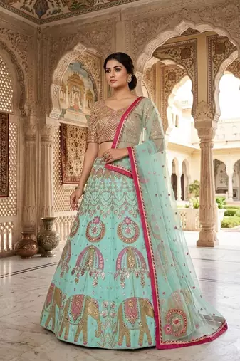 Sky Blue New Arrival Designer Lehenga for Wedding and Functions For Women's