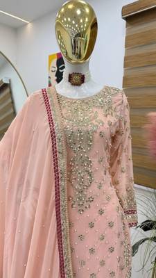 Pink fox georgette embroidered sharara set 3