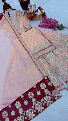 Pink fox georgette embroidered sharara set 4