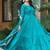 Teal bliue pure vichitra silk embroidered gown with dupatta