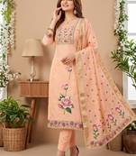 Pink colour banarasi cotton suit set