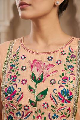 Pink colour banarasi cotton suit set 3