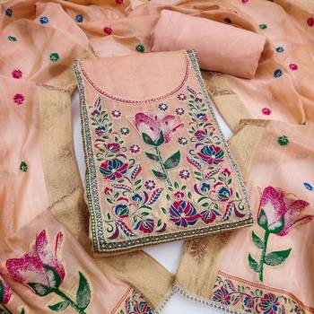 Pink colour banarasi cotton suit set 4