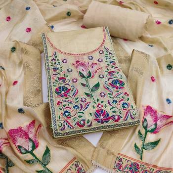 Beige banarasi cotton suit set 4