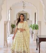 Yellow Vichitra Silk Lehenga with Dupatta For Women's
