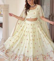 Yellow Vichitra Silk Lehenga with Dupatta For Women's