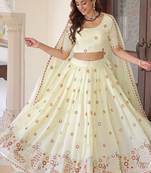 Yellow Vichitra Silk Lehenga with Dupatta For Women's