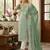 Green color roman cotton embroidered suit set