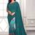teal blue printed georgette saree with blouse