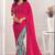 pink green printed georgette saree with blouse