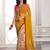 yellow printed georgette saree with blouse