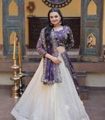 Purple Cosmos Zari Sequins Embroidered Lehenga Choli Set For Women's