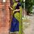 Navyblue kanjivaram silk half blend lehenga saree with blouse and dupatta