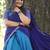 Bllue kanjivaram silk blend half saree with traditional gold zari weaving work