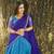 Bllue kanjivaram silk blend half saree with traditional gold zari weaving work