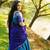 Bllue kanjivaram silk blend half saree with traditional gold zari weaving work