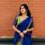 Green kanjivaram silk blend half saree with traditional gold zari weaving work