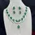 Emerald Green Pear Cut Bridal Jewelry Set, Silver Wedding Necklace Earrings, Marquise Leaf Prom