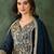 Women's Beautiful Embroidery Work Vichitra Silk Fabric Flared Kurta Pant and Dupatta Set
