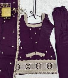 Deep wine embroidered festive salwar suit set