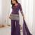 Wine purple silk sharara suit with embroidered dupatta set