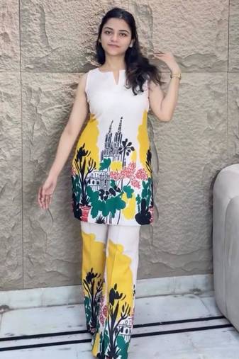 Multicolor cotton blend printed kurta-sets