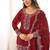 Deep red silk embroidered kurta salwar suit set with scalloped dupatta