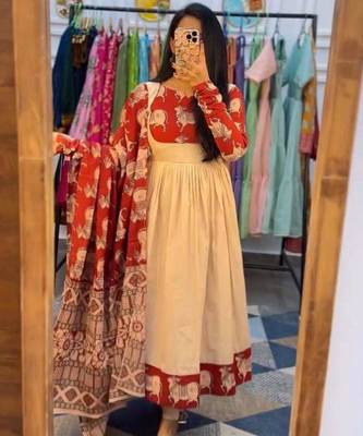 white printed cotton blend kurta set 1