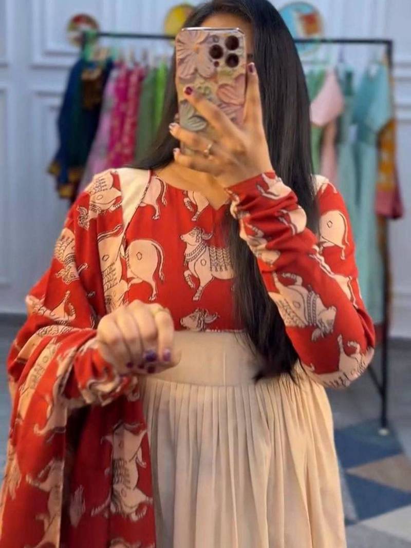 White cotton blend printed kurta-sets