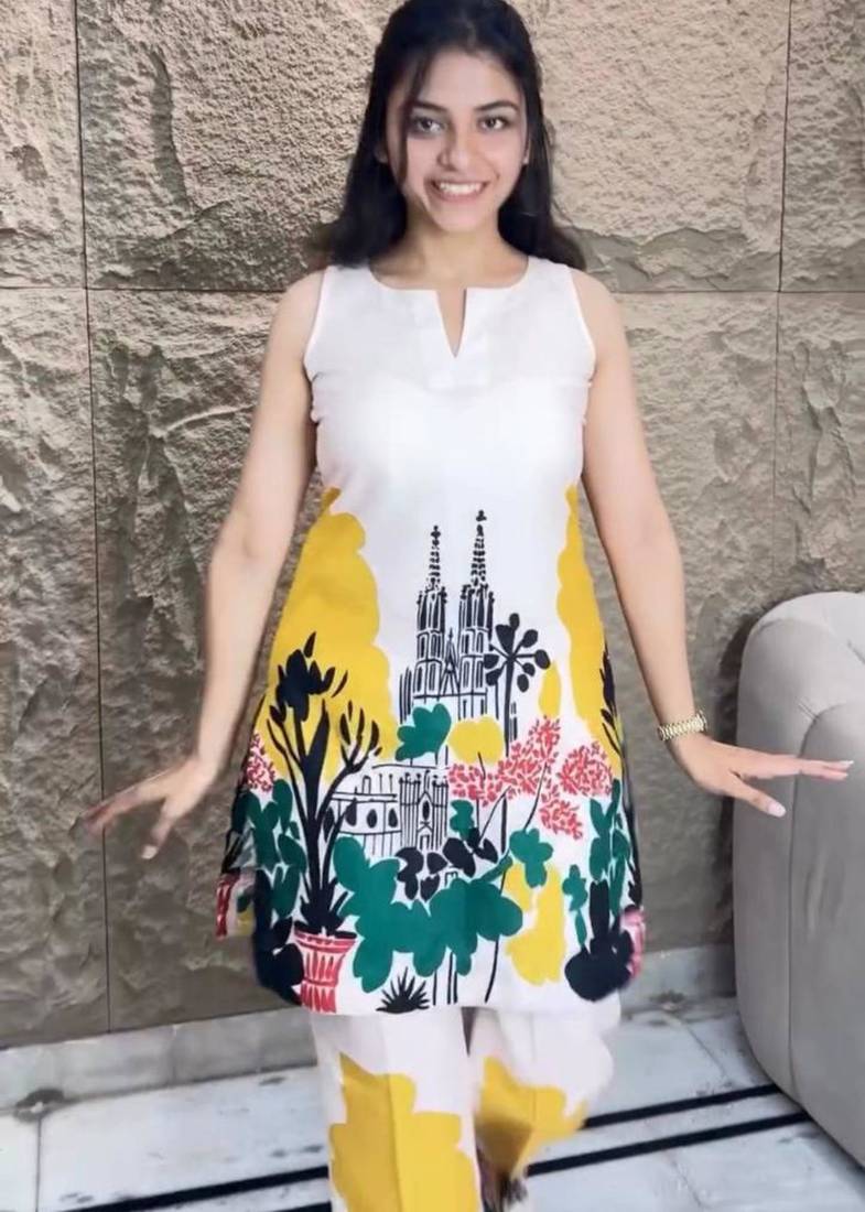 Multicolor cotton blend printed kurta-sets