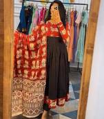 Black cotton blend printed kurta-sets