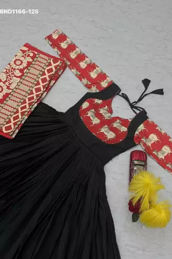 black printed cotton blend kurta set