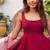 Maroon chinon plain kurta-sets