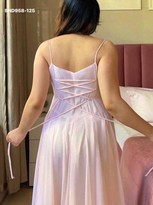 light baby pink georgette anarkali kurti set 3