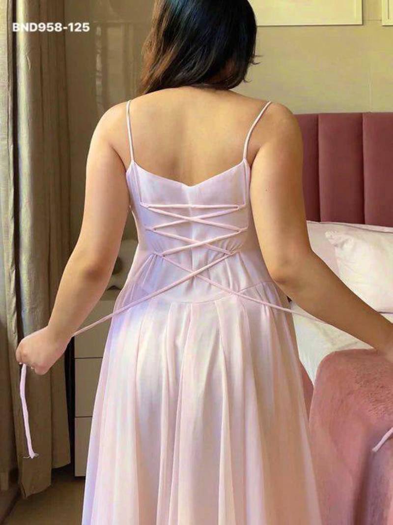 Light-baby-pink georgette plain kurta-sets