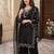Black silk blend embroidered kurta-sets