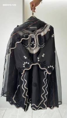 black silk blend embroidered kurti palazzo set 4