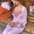 Baby-pink georgette embroidered kurta-sets