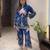 Blue cotton blend printed kurta-sets