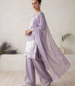 Lavender chinon embroidered kurta-sets