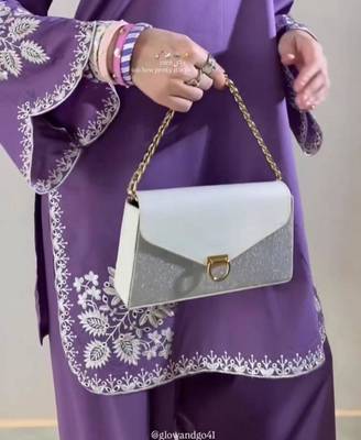 purple embroidered cotton blend kurta set 4