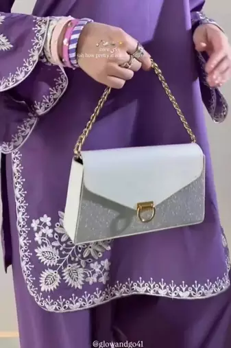purple embroidered cotton blend kurta set