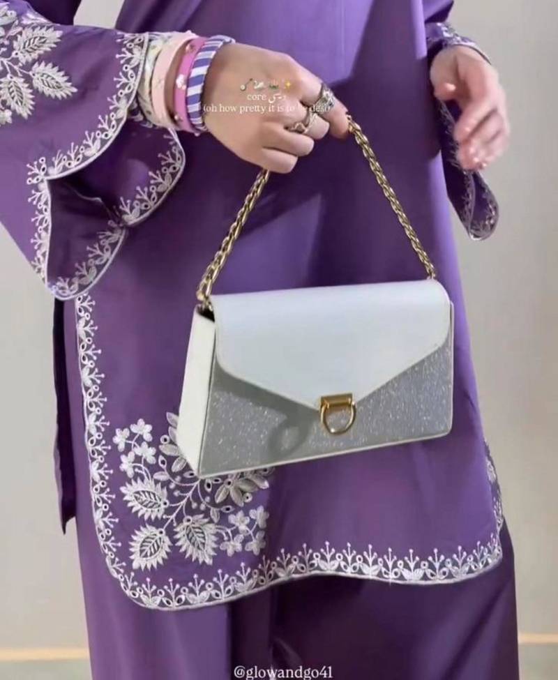 Purple cotton blend embroidered kurta-sets